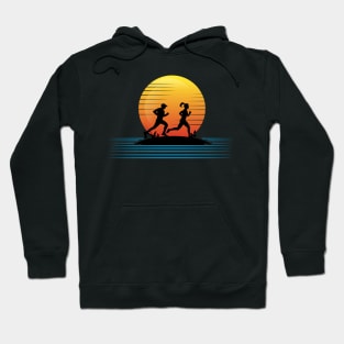 Sunset man-woman running Hoodie